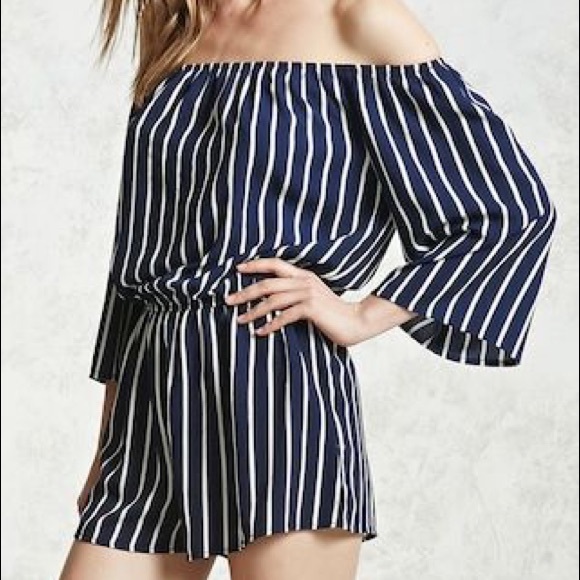 Forever 21 Dresses & Skirts - NWT Navy Striped Romper